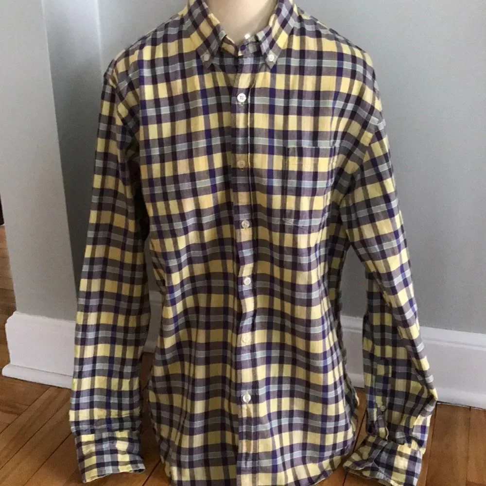 J. Crew purple/yellow/blue button down shirt, Med